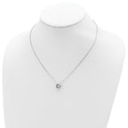 Sterling Silver Rhod-plated Hexagon Moving CZ w/2in ext Necklace