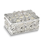 Luxury Giftware by Jere Bejeweled ALLURING Rectangle Silver-tone Heart Trinket Box with Matching 18 inch Necklace