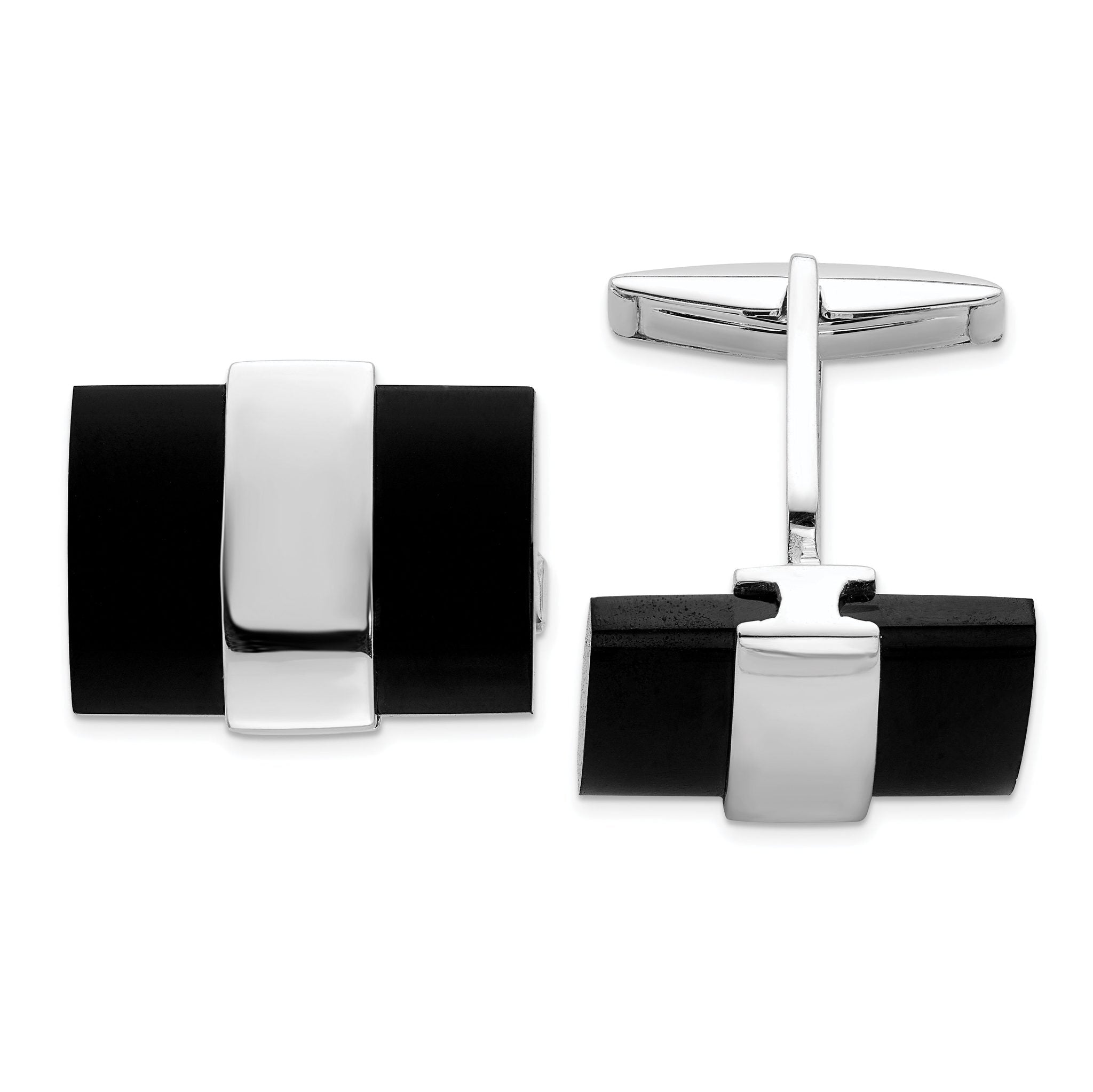 Sterling Silver Black Onyx Cuff Links