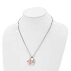 Butterfly & Pearl Necklace in Rose-Tone Stainless Steel