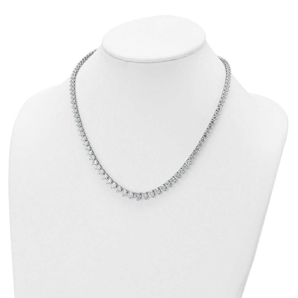 14k White Gold 26 3/4 carat Certified Lab Grown Diamond VS/SI+ G+ Complete Round 18 inch Graduated Tennis Necklace
