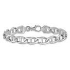 14K White Gold 8 inch 9mm Hand Polished Fancy Anchor Link with Fancy Lobster Clasp Bracelet