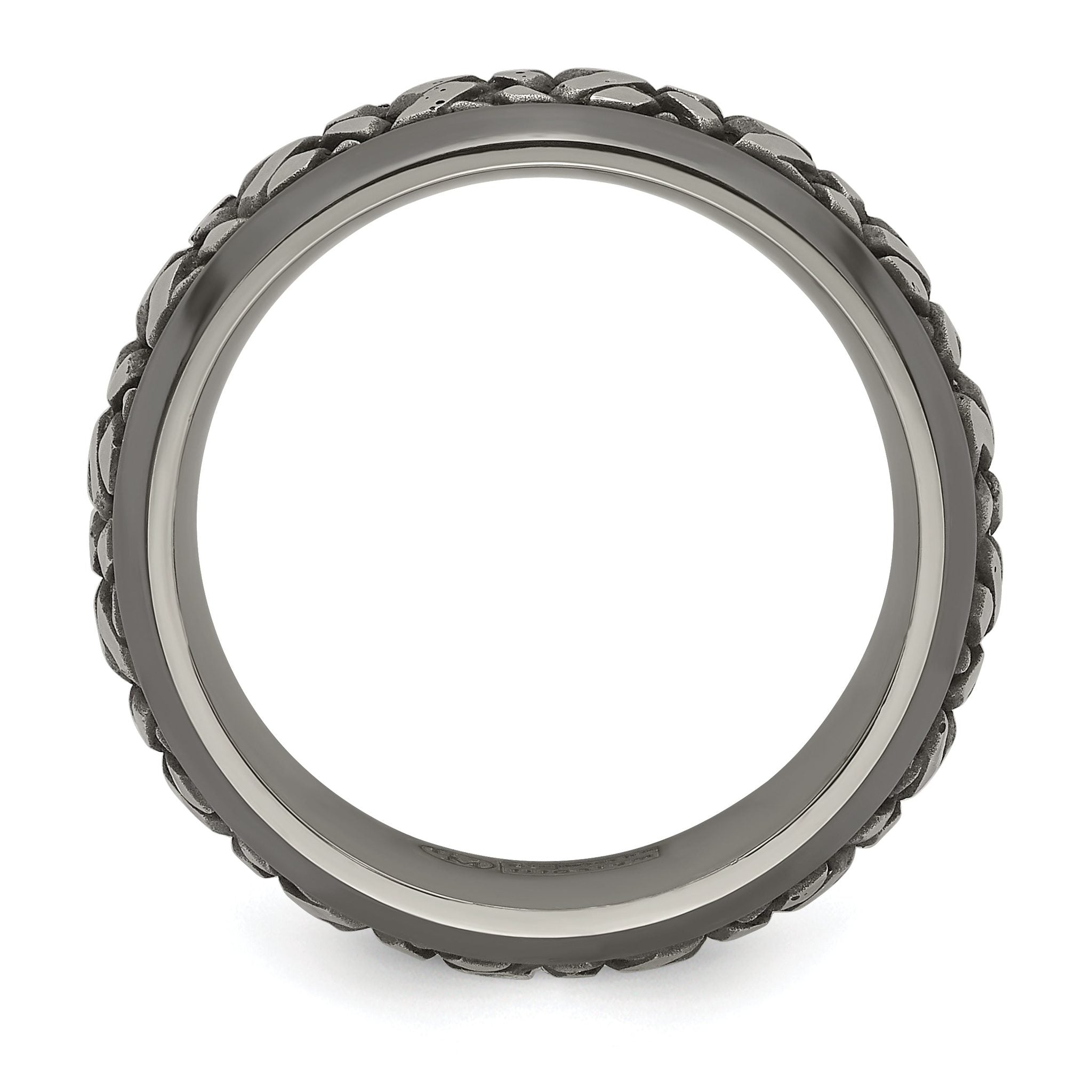 Edward Mirell Black Ti & Titanium Beveled Casated 9mm Band Secondary image