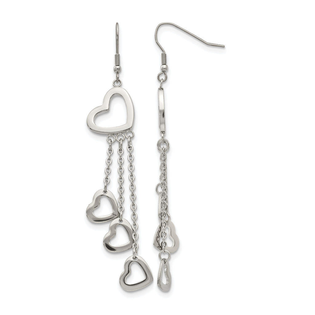 Stainless Steel Polished Heart Drop Dangle Earrings for Women