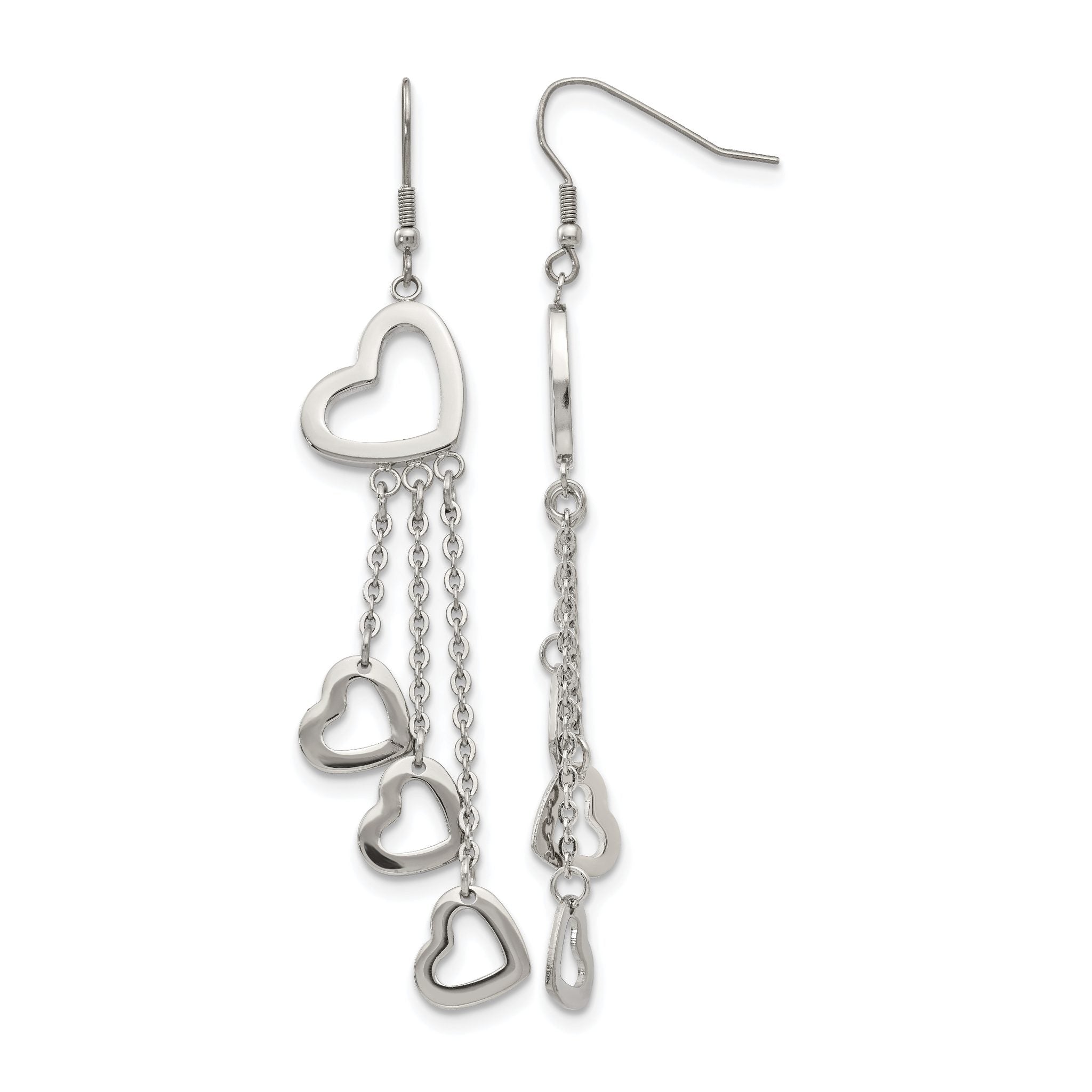 Stainless Steel Polished Heart Drop Dangle Earrings for Women