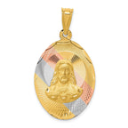 14K Gold Two-Tone Sagrado Corazon Pendant with Rhodium Accents