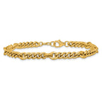 14K Polished and Textured Fancy Link with .5in ext. Bracelet