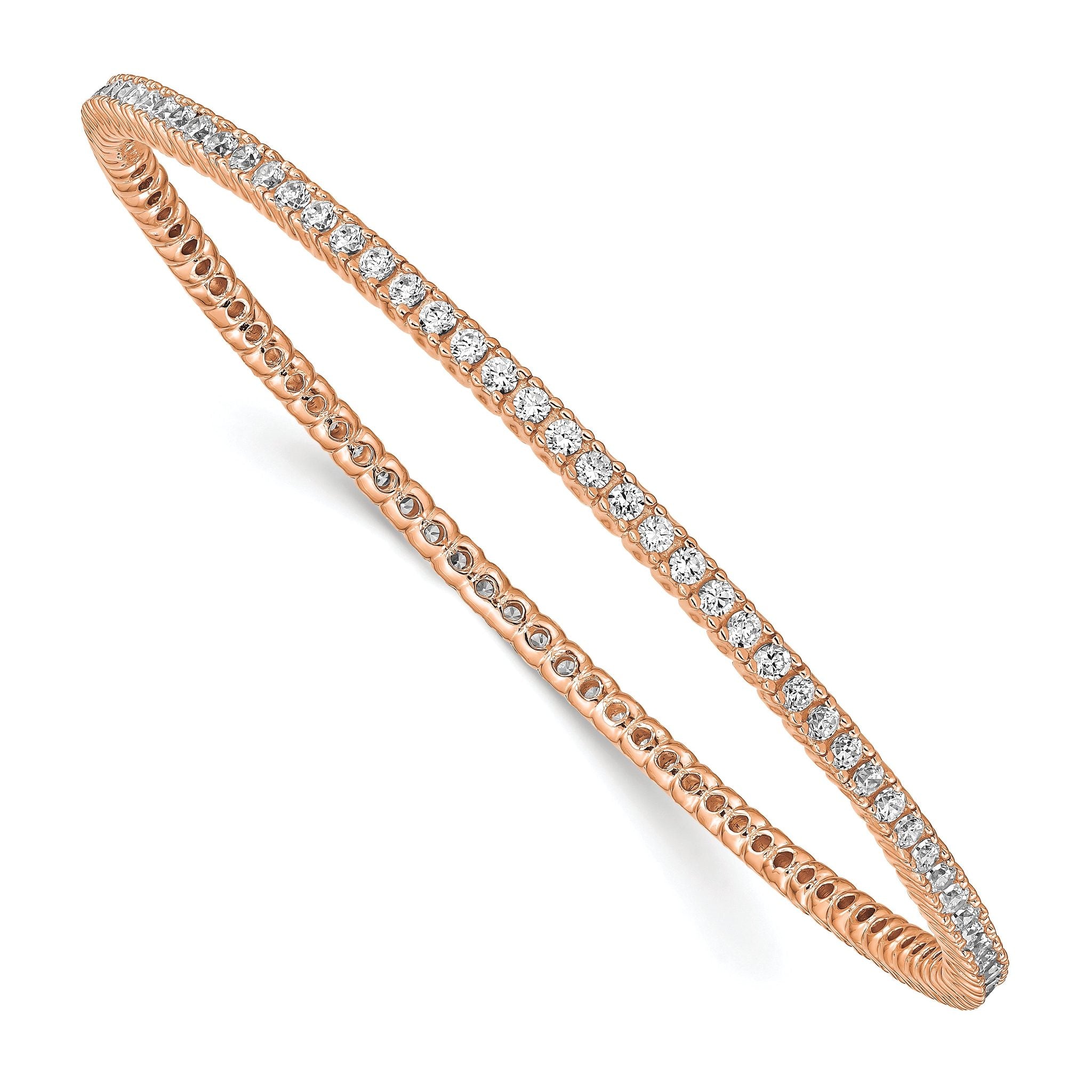Sterling Shimmer Sterling Silver Rose-tone Flash Rose Gold-plated 93 Stone CZ Bangle Bracelet Main image
