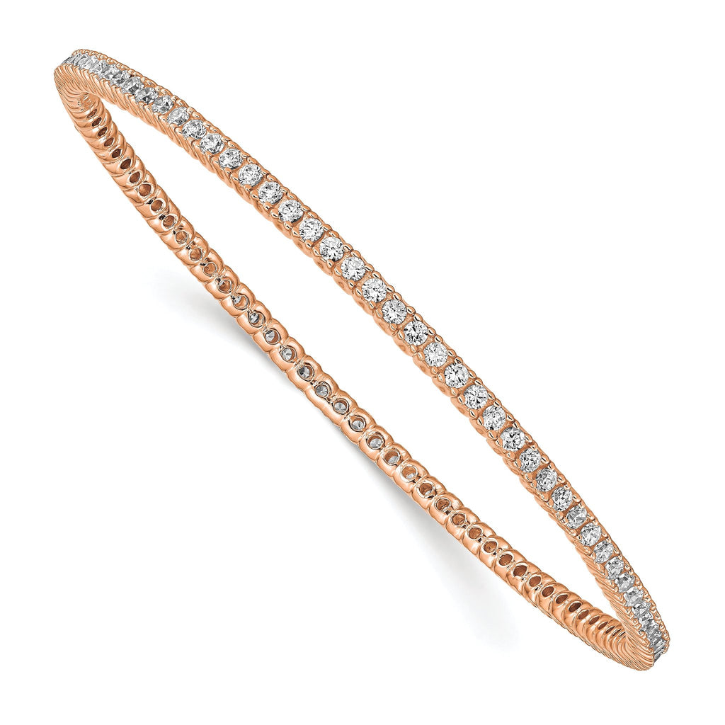 Sterling Shimmer Sterling Silver Rose-tone Flash Rose Gold-plated 93 Stone CZ Bangle Bracelet