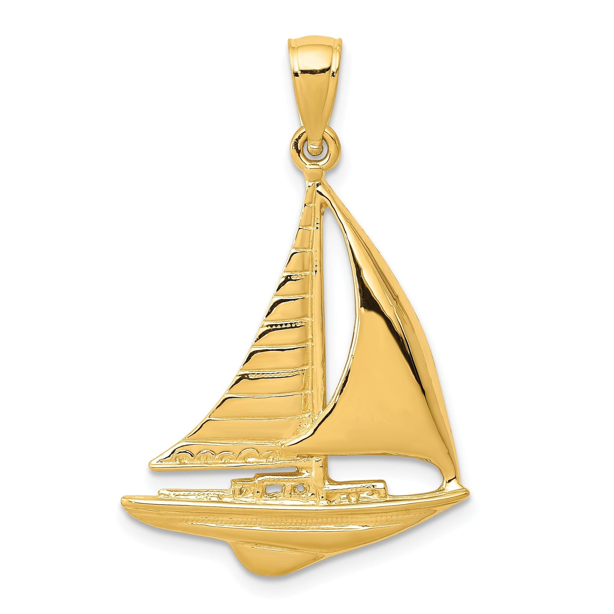 14K Gold Sailboat Pendant for Men  Solid Casted Nautical Charm Main image