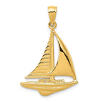 14K Gold Sailboat Pendant for Men  Solid Casted Nautical Charm
