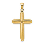 14K Gold Textured Cross Pendant with Flat Back Design  Elegant and Solid