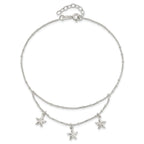 Sterling Silver 2-Strand Starfish 9 inch Plus 1 inch Extender - Total 10 inch Anklet