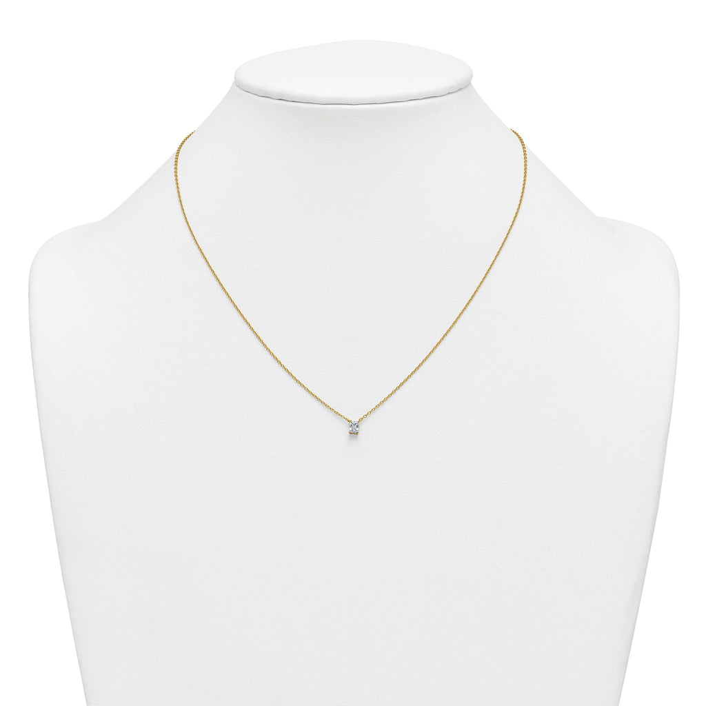 14k 1/4 carat Lab Grown Diamond VS+ F+ Radiant Complete 18 inch Four Prong Pendant Necklace