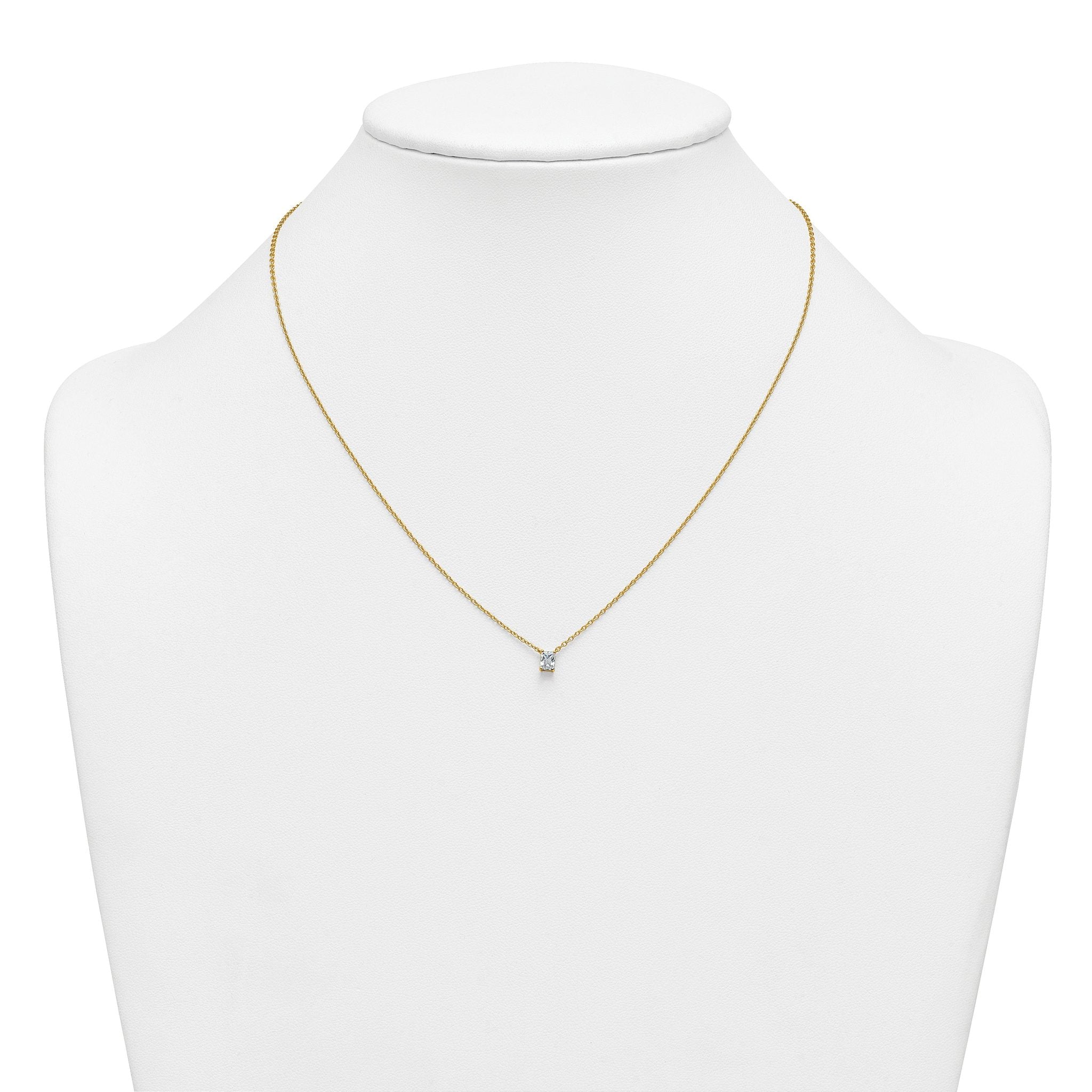 14k 1/4 carat Lab Grown Diamond VS+ F+ Radiant Complete 18 inch Four Prong Pendant Necklace