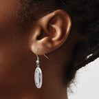 Stainless Steel Polished Oval Drop Dangle Earrings for Women