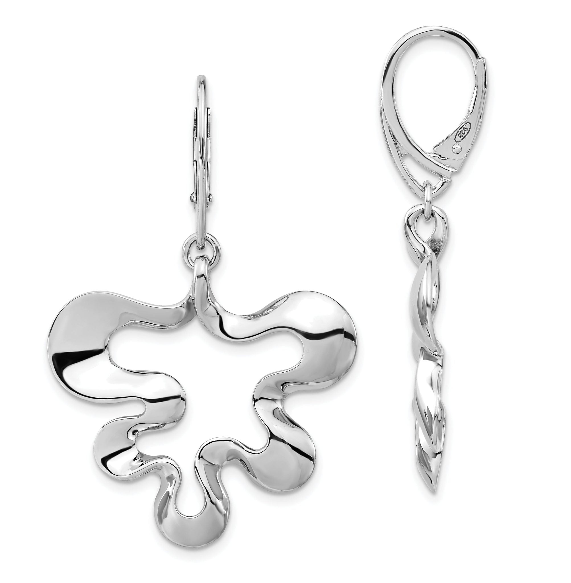 Sterling Silver 925 Polished Dangle Earrings with Modern Leverback Main image