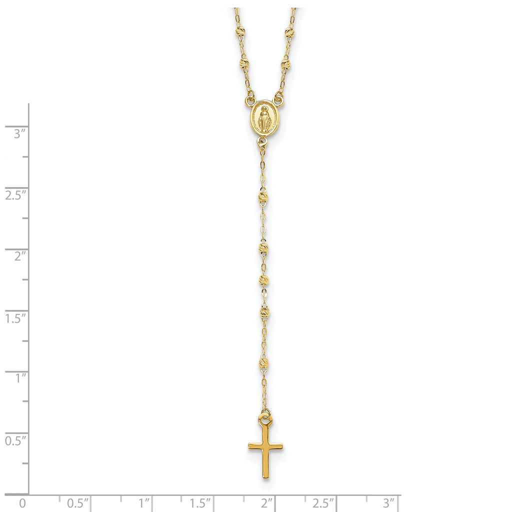 Cross & Miraculous Medal Rosary Necklace in 14K Yellow Gold