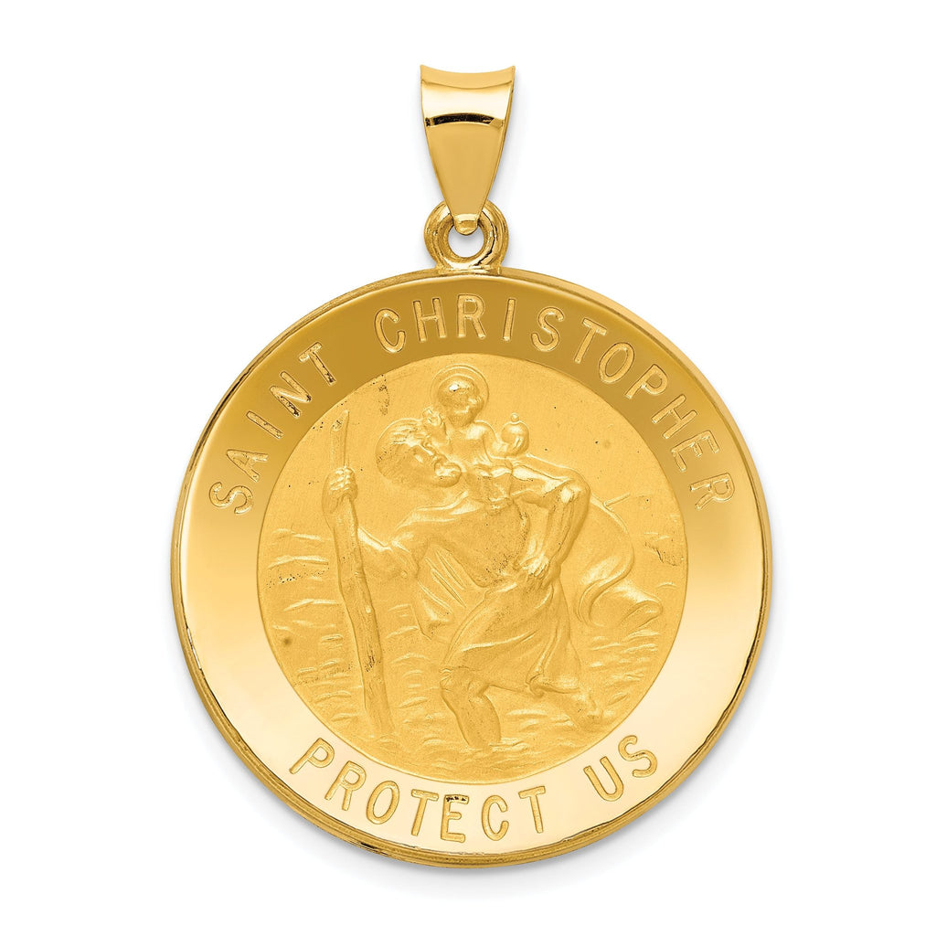 14K Saint Christopher Medal Hollow Pendant