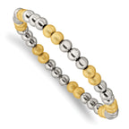 Stainless Steel Polished Yellow IP-plated Sandblasted 6mm Beaded Stretch Bracelet for Women