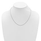 14K White Gold 1mm Box 1in+1in Adjustable Chain