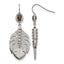 Stainless Steel Polished Textured Smoky Quartz Drop Dangle Earrings for Women