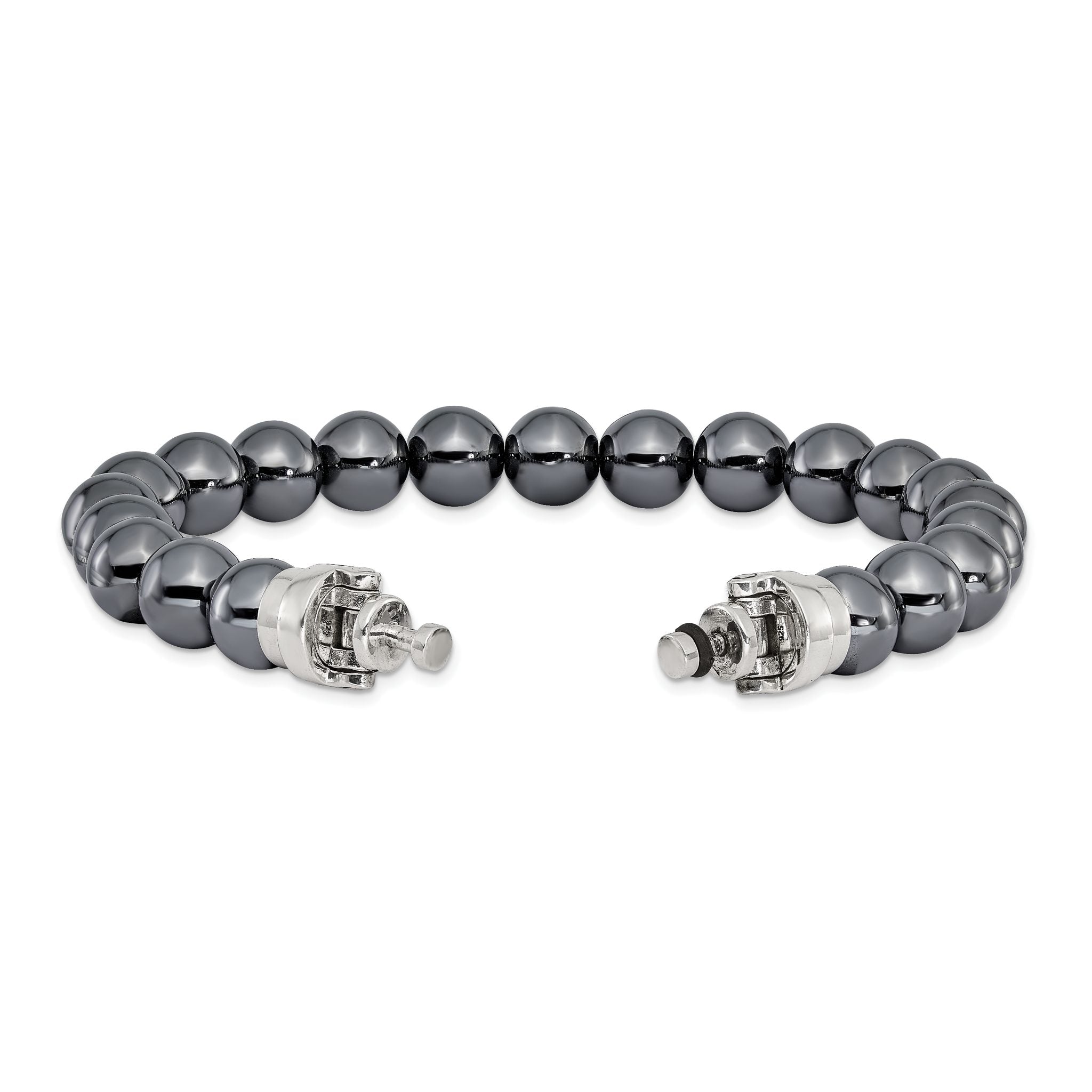 Sterling Silver Reflections 10mm Hematite Beaded 8in Bracelet/Bead not included, sold seperately Main image