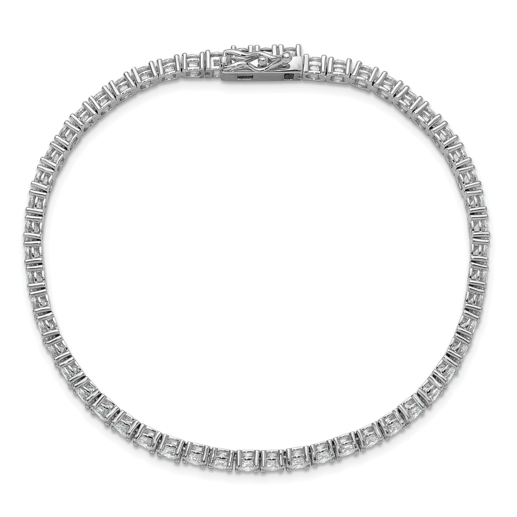 Sterling Shimmer Sterling Silver Rhodium-plated 3.5mm CZ 54 Stone 8 inch Bracelet