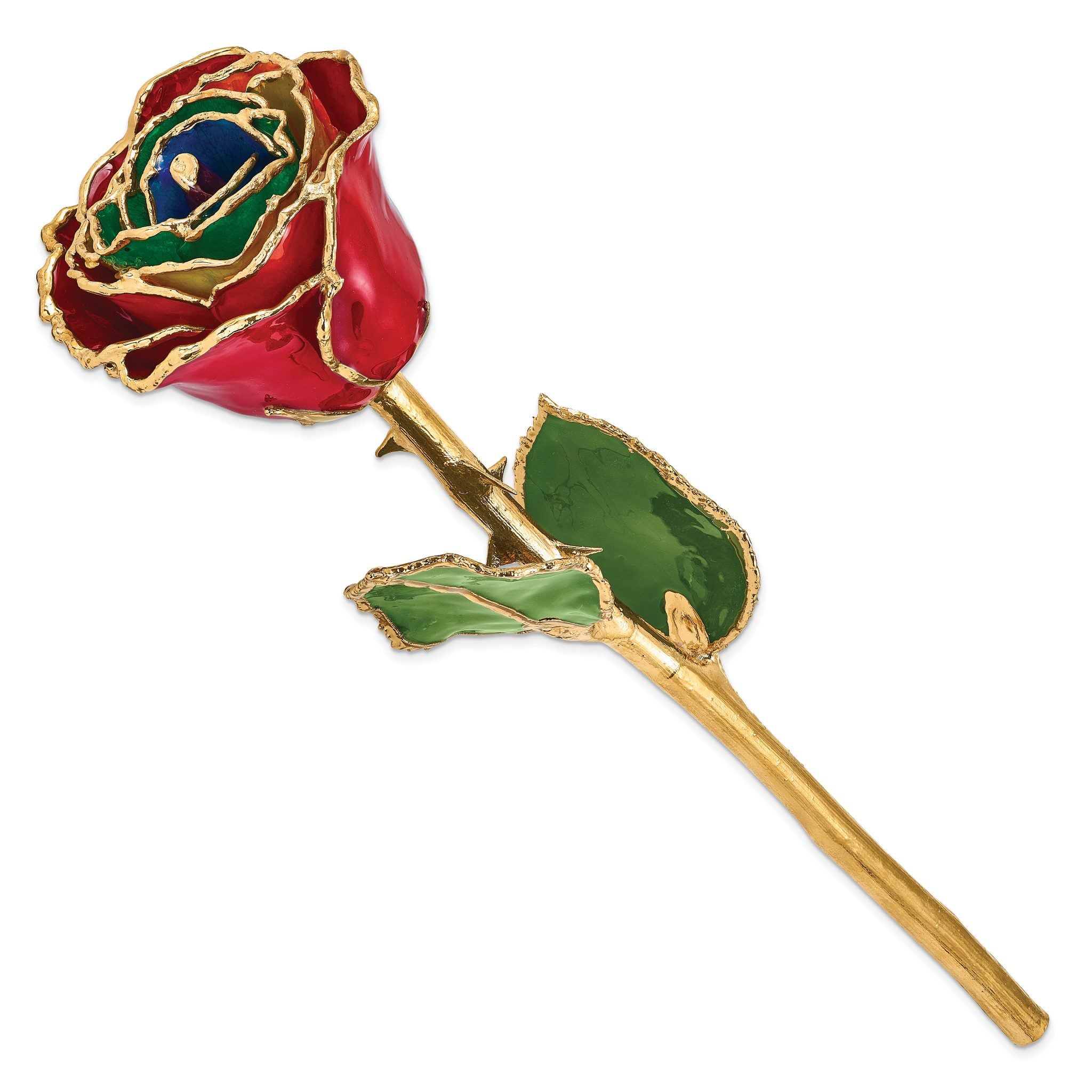 Lacquer Dipped Gold Trimmed Gypsy Rainbow Real Rose Secondary image