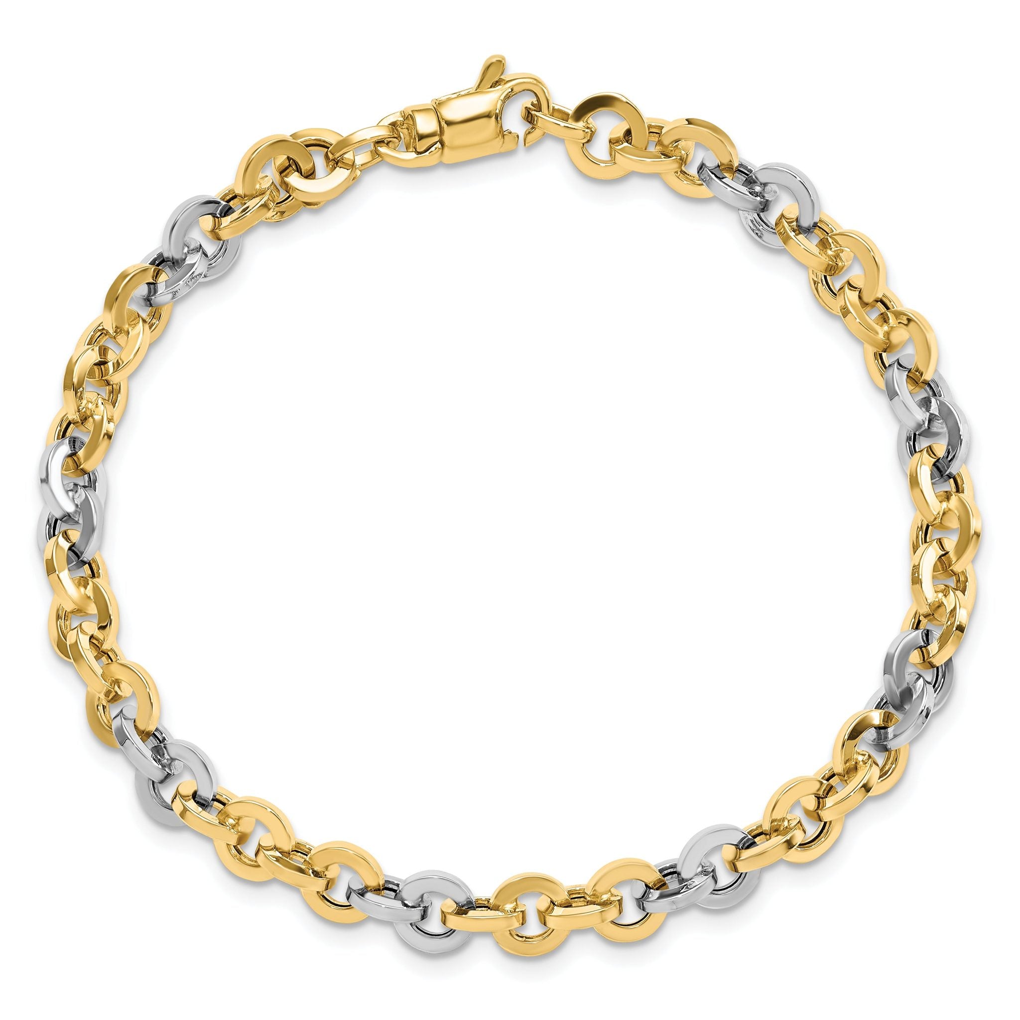 14K Two-tone Polished Link Bracelet