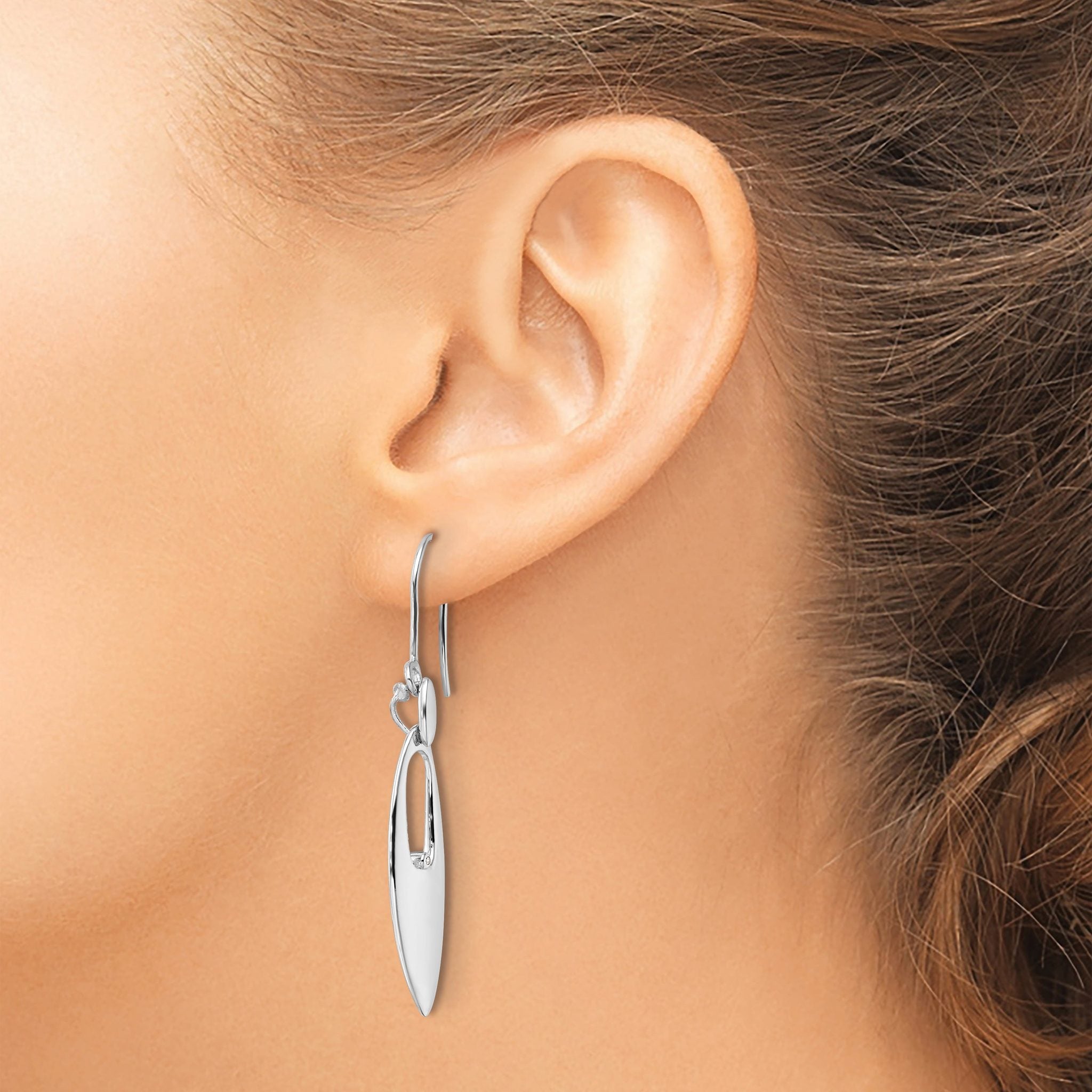 Sophia Jewelers Sterling Silver Diamond Dangle Earrings with Rhodium Finish