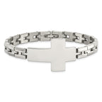 Stainless Steel Polished Cross Link Bracelet for Men