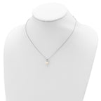 Sterling Silver Rhod-plat 7-7.5mm White Round FWC Pearl Necklace