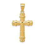 10K Gold Fleur de Lis Cross Pendant with Polished Finish Solid Design