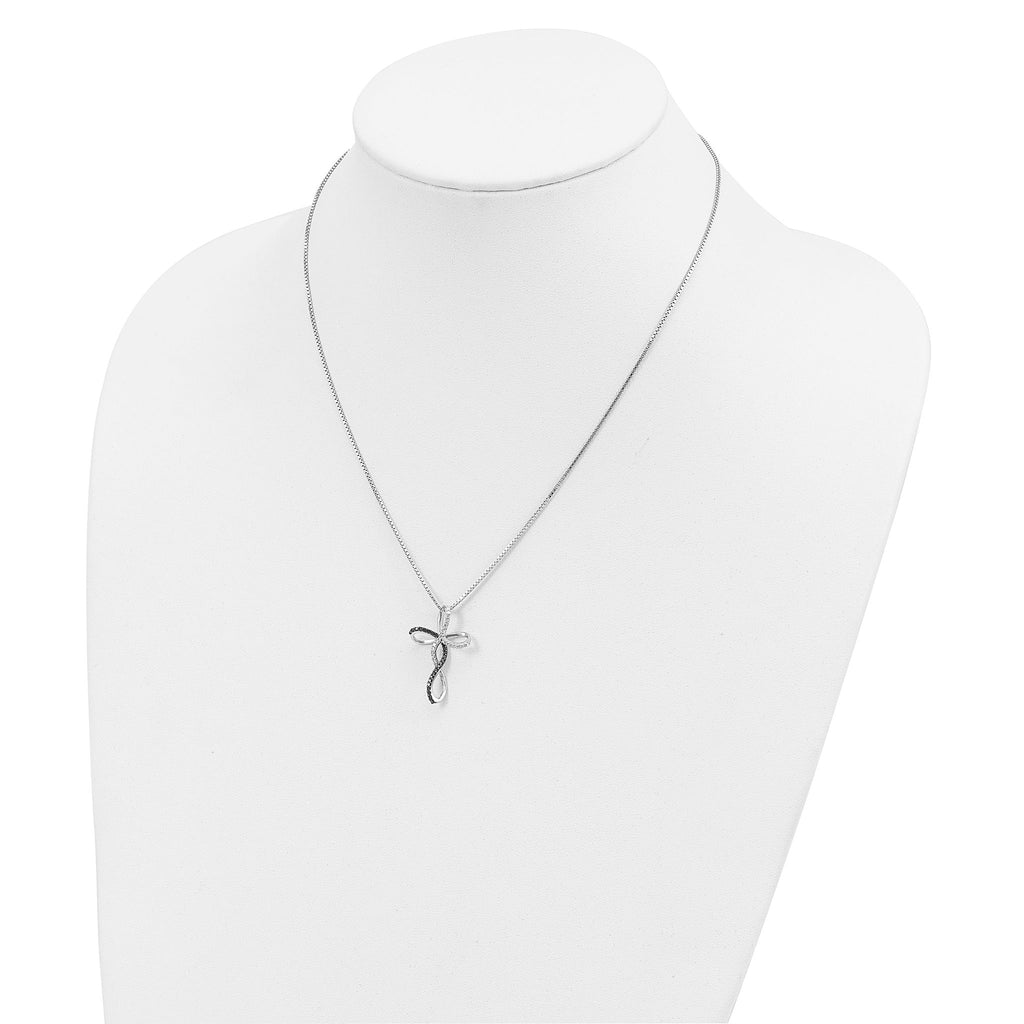 Sophia Jewelers Sterling Silver Diamond Cross Necklace with Extender