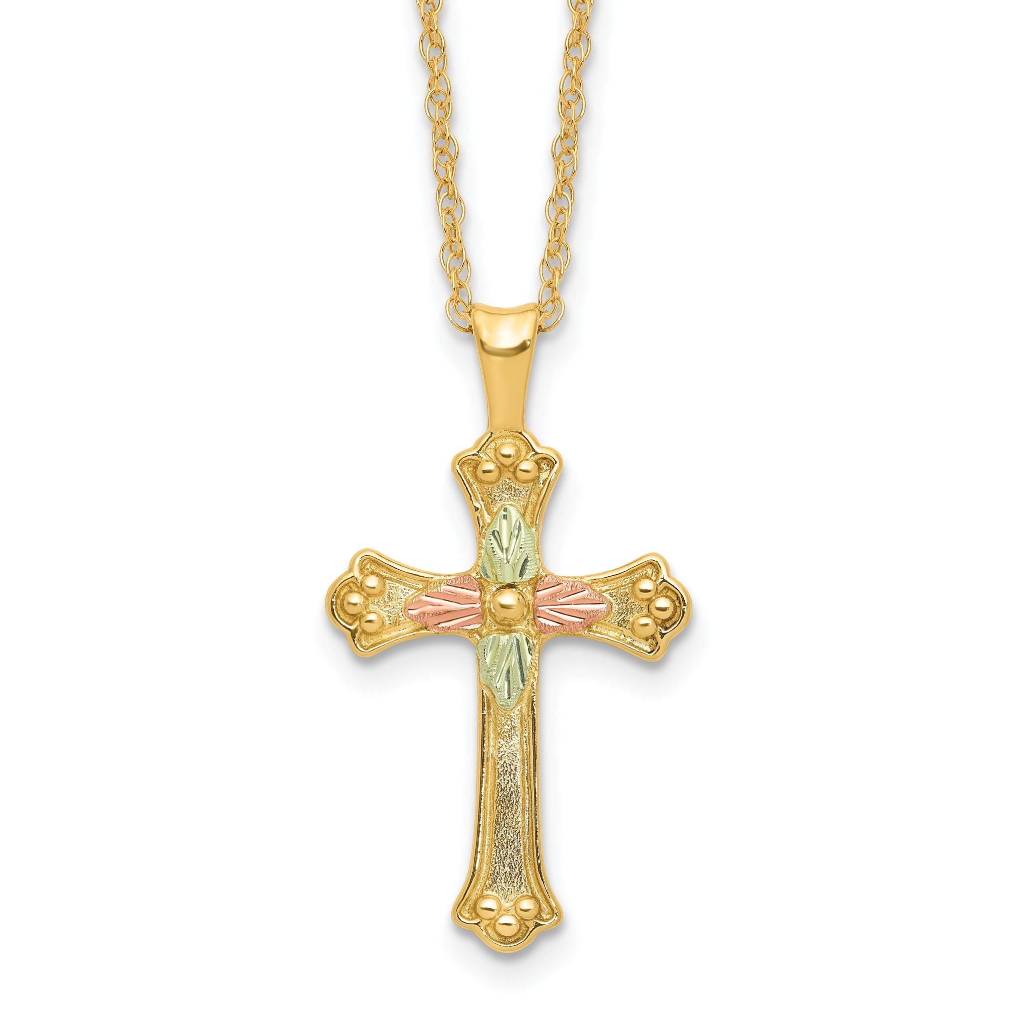 10k w/12K Accents Black Hills Gold Cross 18IN Necklace Main image