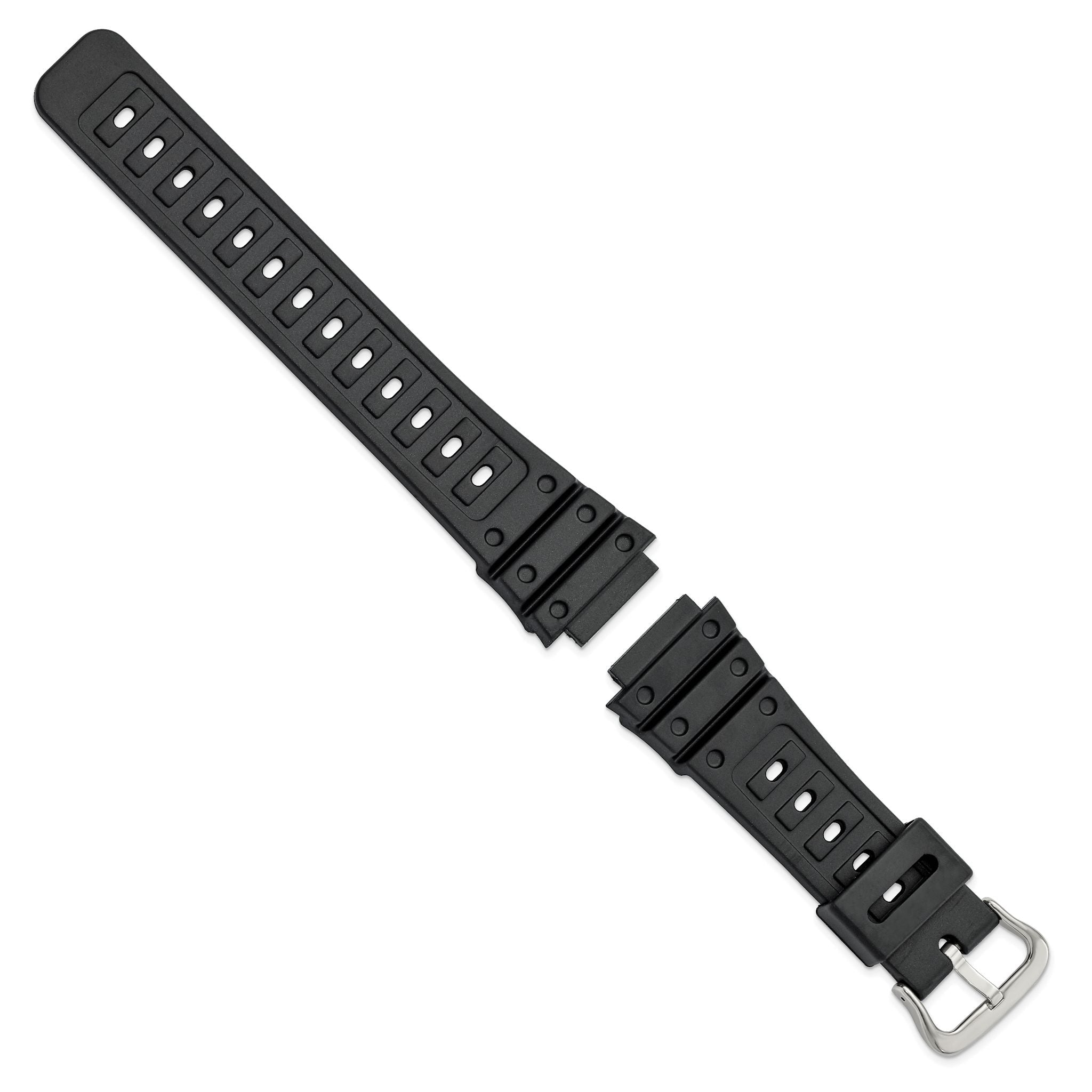 18mm Black Polyurethane Sport with Stainless Steel Buckle 7.9 inch Watch Band Secondary image