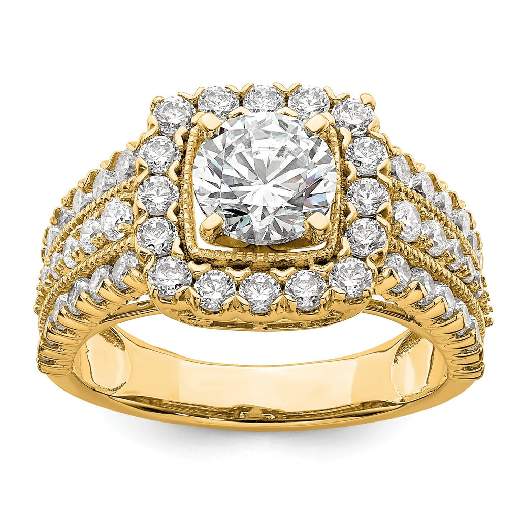 14k 1 1/3 carat Lab Grown Diamond VS/SI+ G+ 1 carat Center Round Semi Mount Engagement Ring
