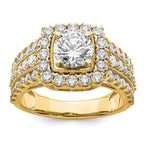 14k 1 1/3 carat Lab Grown Diamond VS/SI+ G+ 1 carat Center Round Semi Mount Engagement Ring