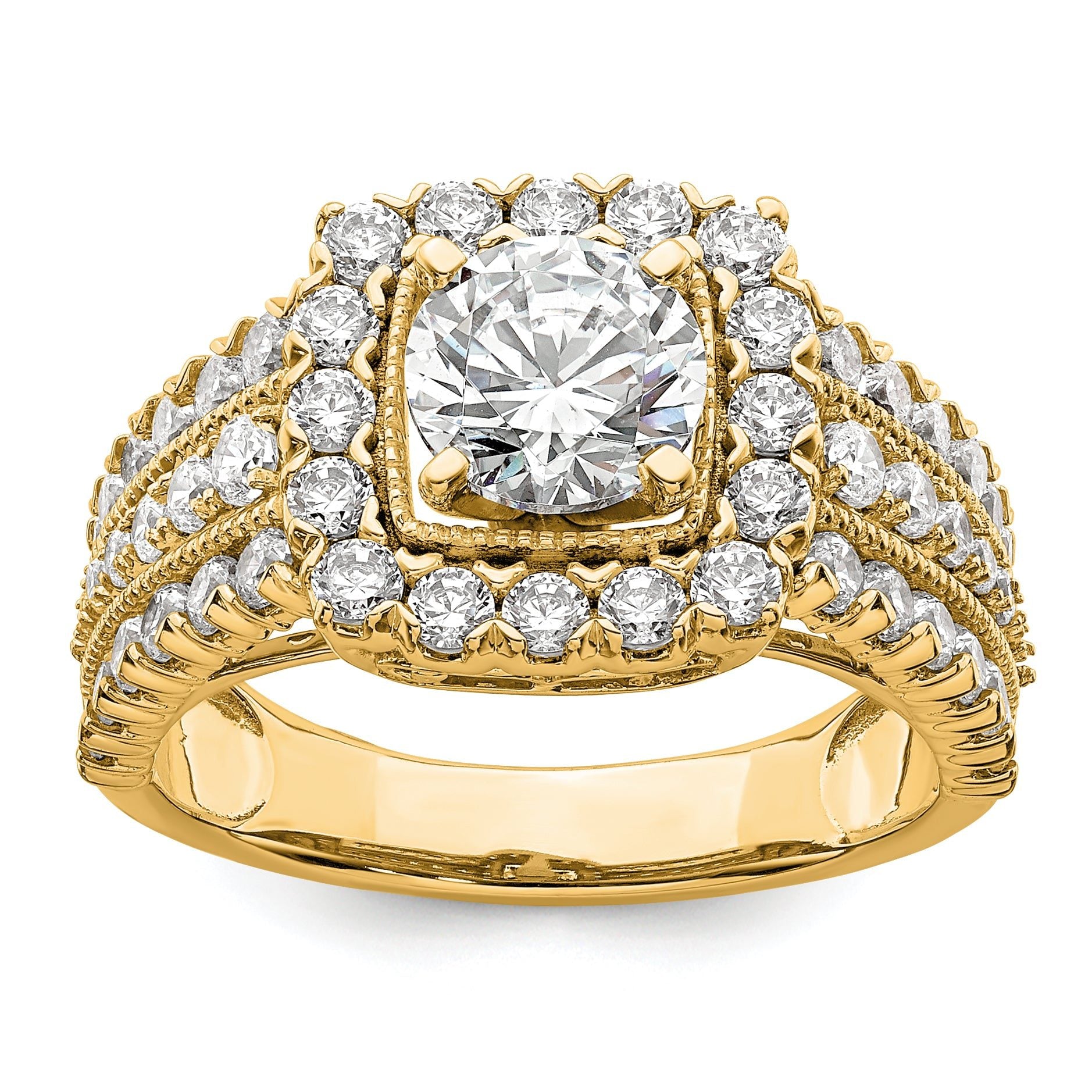 14k 1 1/3 carat Lab Grown Diamond VS/SI+ G+ 1 carat Center Round Semi Mount Engagement Ring