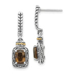 Shey Couture Sterling Silver 14K Smoky Quartz Dangle Earrings Vintage Elegance