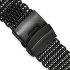 20mm Matte Black PVD-plated Stainless Shark Mesh with Divers Clasp 7 inch Watch Strap