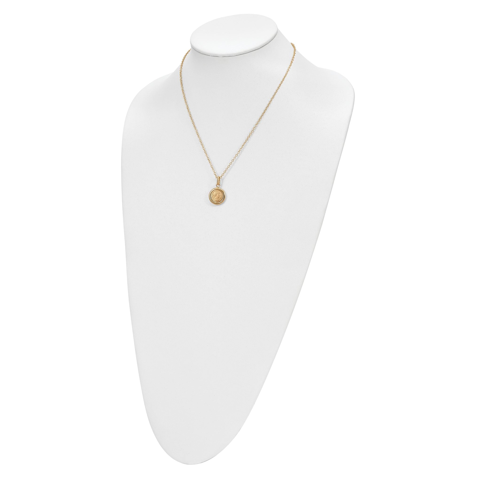 14k Polished and Matte Coin Necklace
