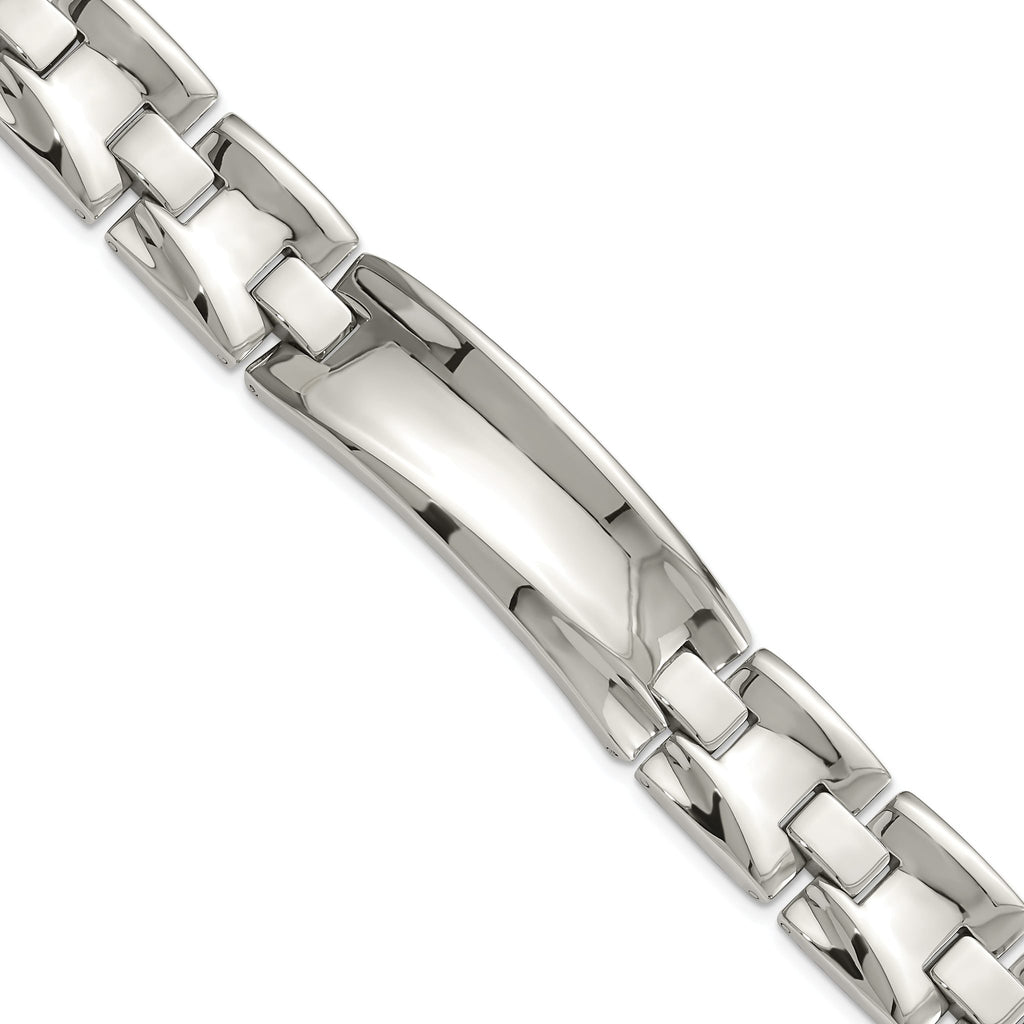 Stainless Steel Polished Link ID Bracelet for Men