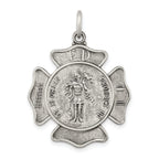 Sterling Silver Saint Florian Badge Engravable Antique Charm by Sophia Jewelers