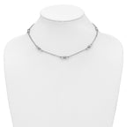 Sterling Silver RH-plated Polished Fancy Link w/2in ext. Necklace