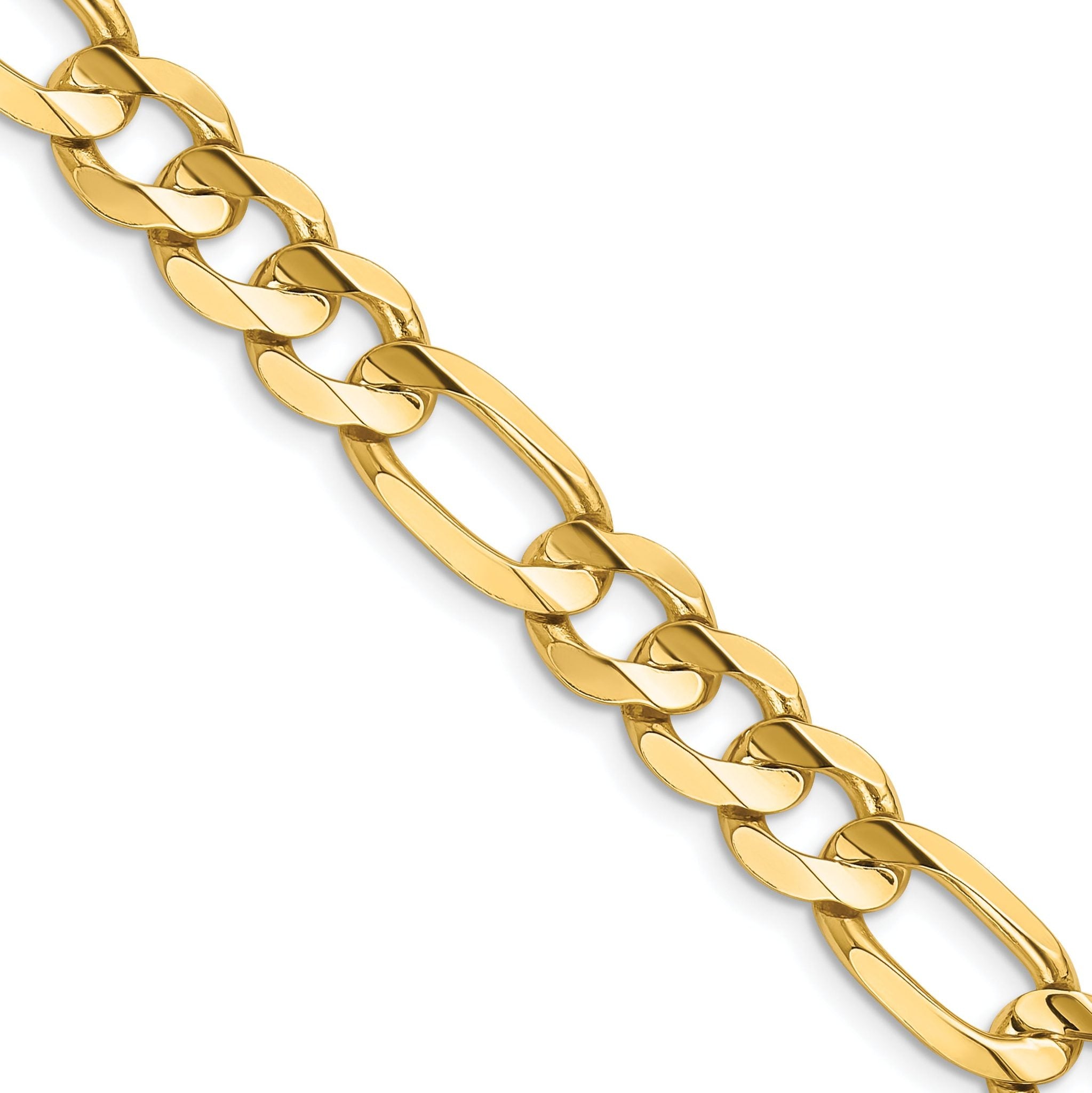 14K 8 inch 8.75mm Concave Open Figaro with Lobster Clasp Bracelet