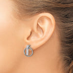 Stainless Steel Polished Purple Lab-Created Crystal Button Earrings for Women