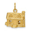 14K Gold 3D House Charm with Polished Finish  Elegant Textured Design