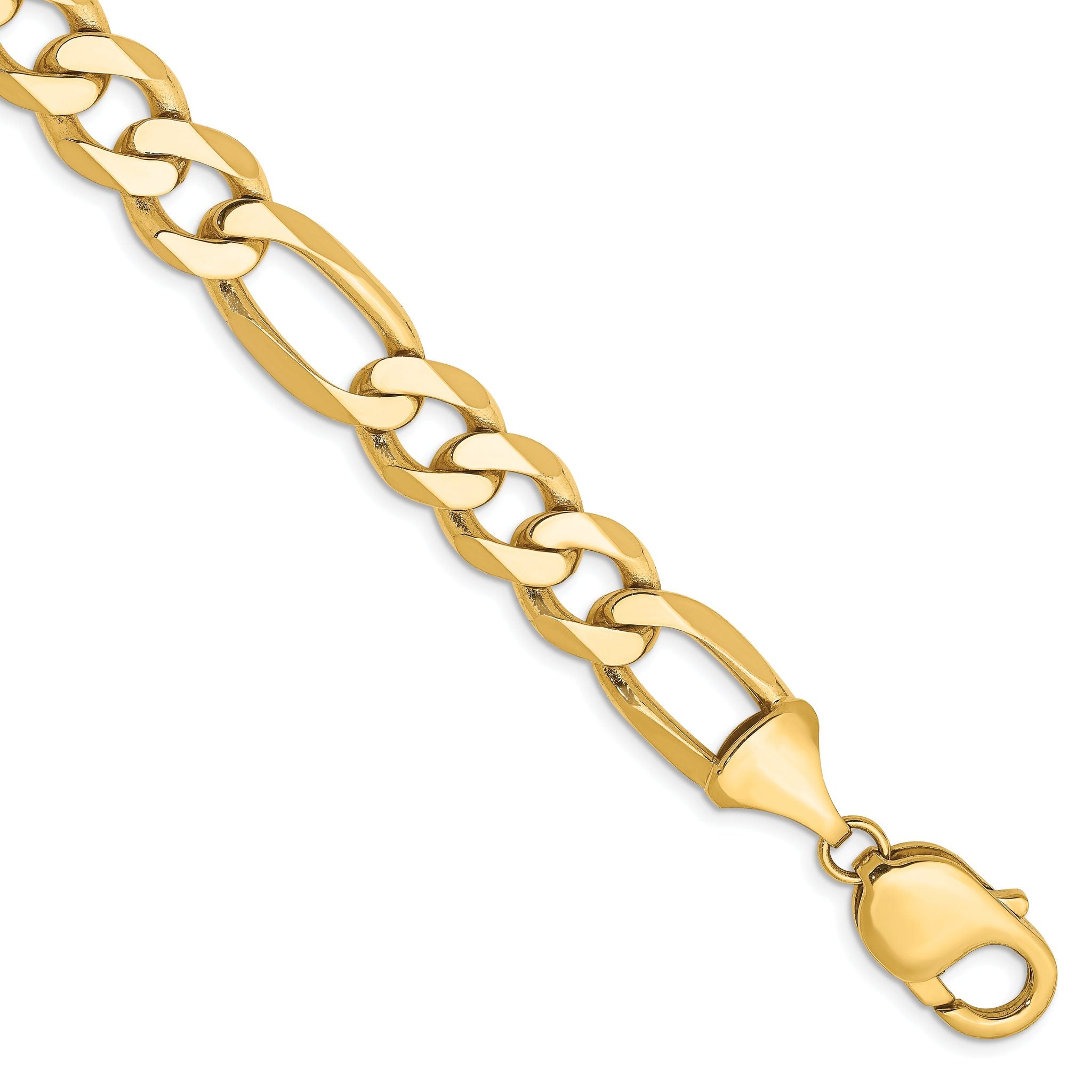 14K 8 inch 10mm Flat Figaro with Lobster Clasp Bracelet Main image
